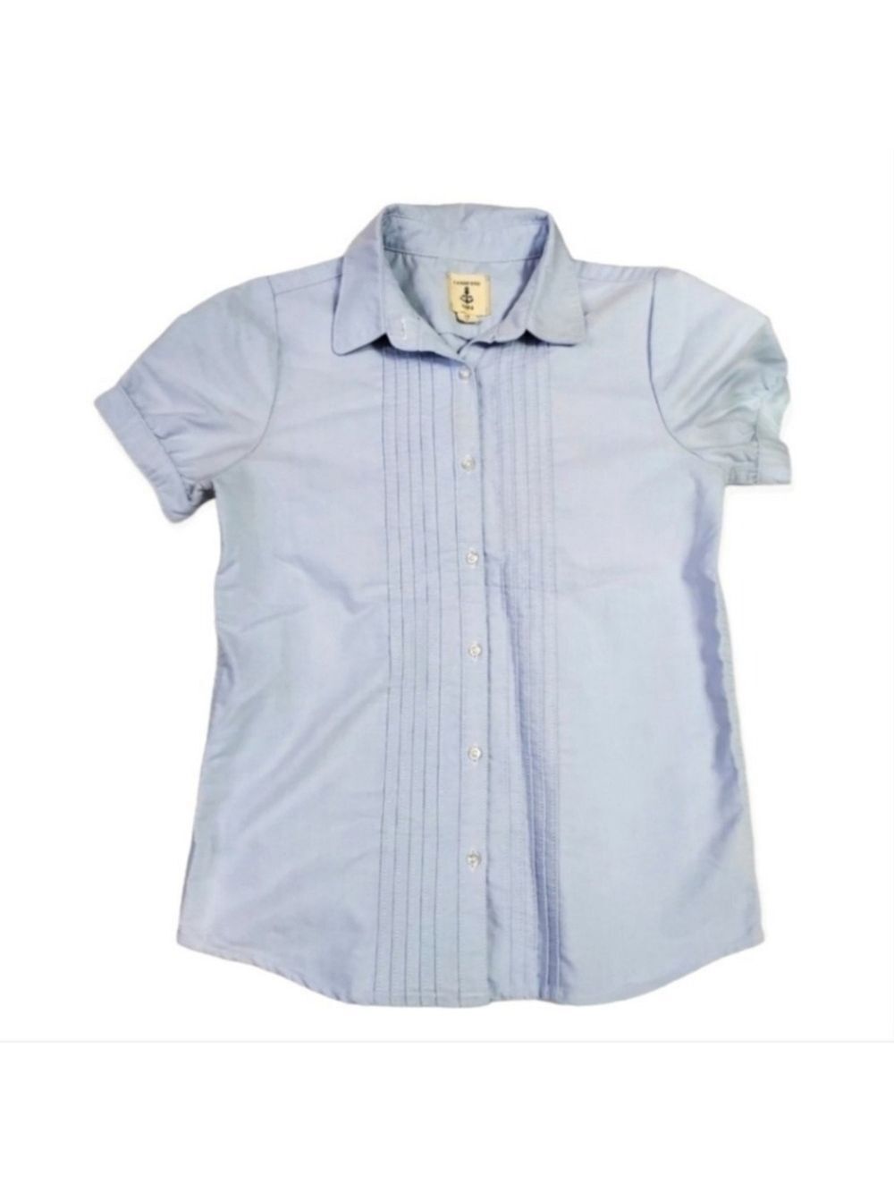 Lands End Kids Blue Collar Blouse Button Down Size 12